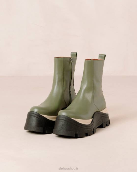 femmes échecs poussiéreux olive P64N330 Alohas échecs saphir - bottes en cuir vert