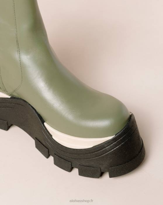 femmes échecs poussiéreux olive P64N330 Alohas échecs saphir - bottes en cuir vert