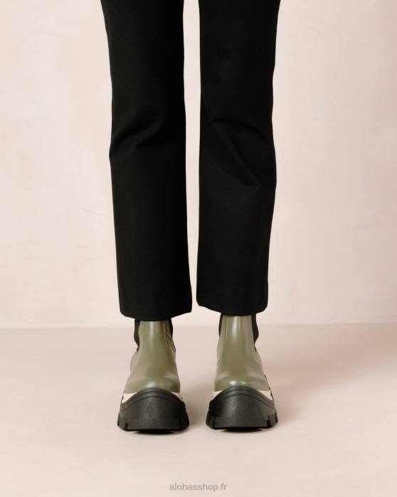 femmes échecs poussiéreux olive P64N575 Alohas phénix échecs - bottes en cuir vert