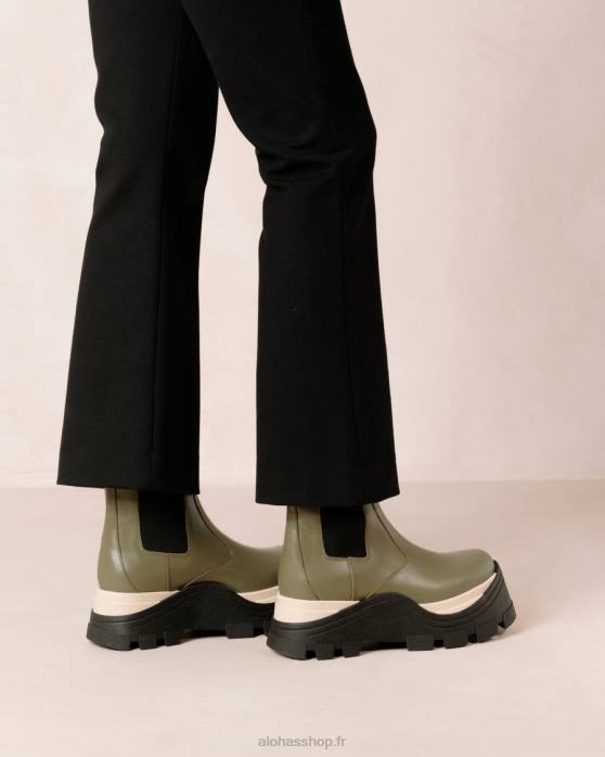 femmes échecs poussiéreux olive P64N575 Alohas phénix échecs - bottes en cuir vert
