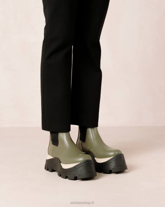 femmes échecs poussiéreux olive P64N575 Alohas phénix échecs - bottes en cuir vert