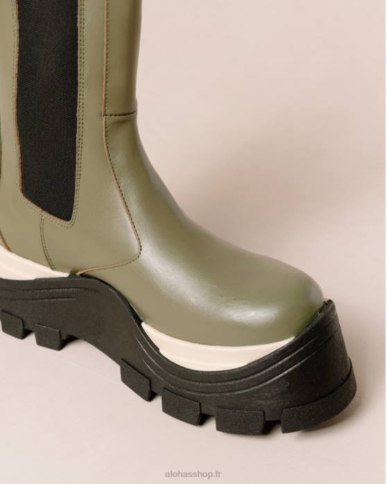 femmes échecs poussiéreux olive P64N575 Alohas phénix échecs - bottes en cuir vert