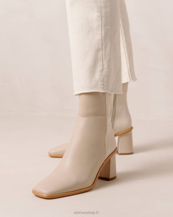 femmes crème beige pierre P64N340 Alohas west - bottes en cuir blanc et beige