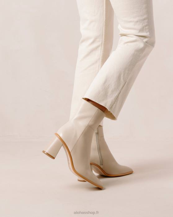 femmes crème beige pierre P64N340 Alohas west - bottes en cuir blanc et beige
