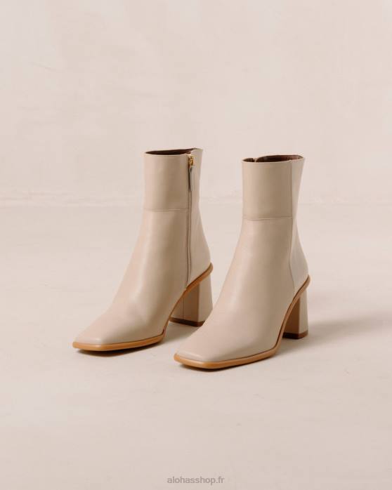 femmes crème beige pierre P64N340 Alohas west - bottes en cuir blanc et beige