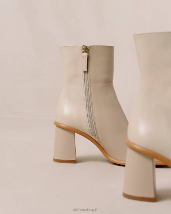 femmes crème beige pierre P64N340 Alohas west - bottes en cuir blanc et beige