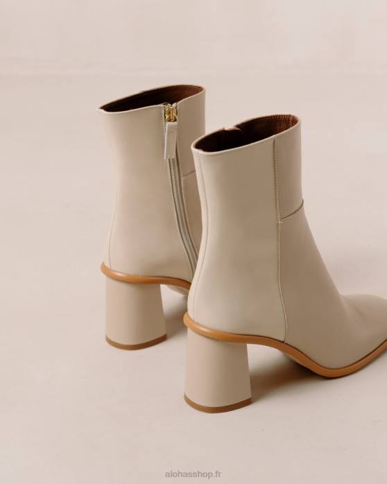 femmes crème beige pierre P64N340 Alohas west - bottes en cuir blanc et beige