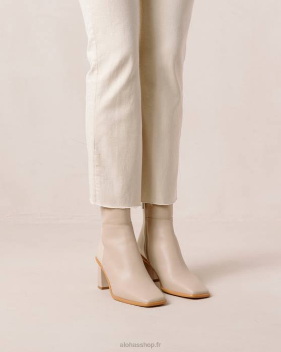 femmes crème beige pierre P64N340 Alohas west - bottes en cuir blanc et beige