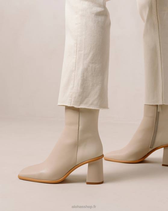 femmes crème beige pierre P64N340 Alohas west - bottes en cuir blanc et beige