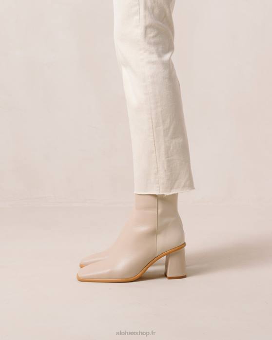 femmes crème beige pierre P64N340 Alohas west - bottes en cuir blanc et beige