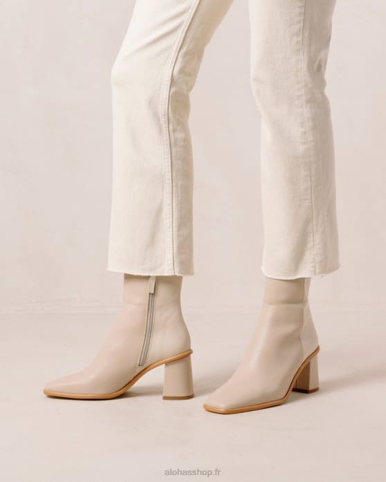 femmes crème beige pierre P64N340 Alohas west - bottes en cuir blanc et beige