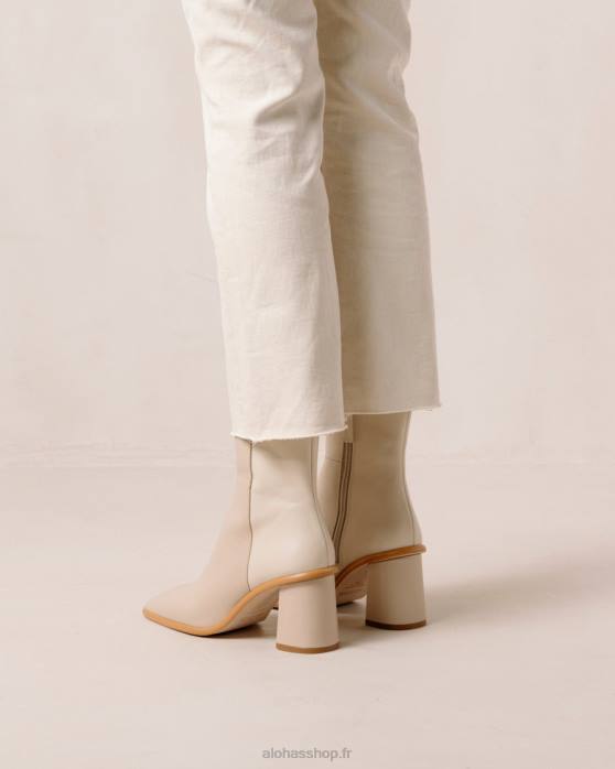 femmes crème beige pierre P64N340 Alohas west - bottes en cuir blanc et beige