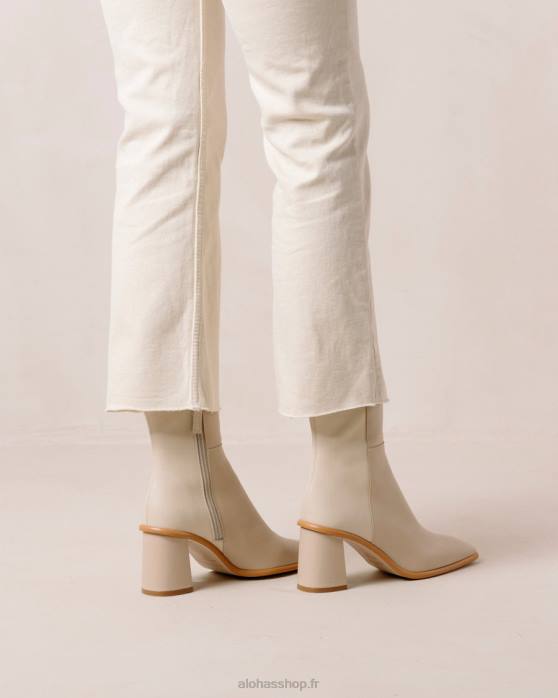 femmes crème beige pierre P64N340 Alohas west - bottes en cuir blanc et beige