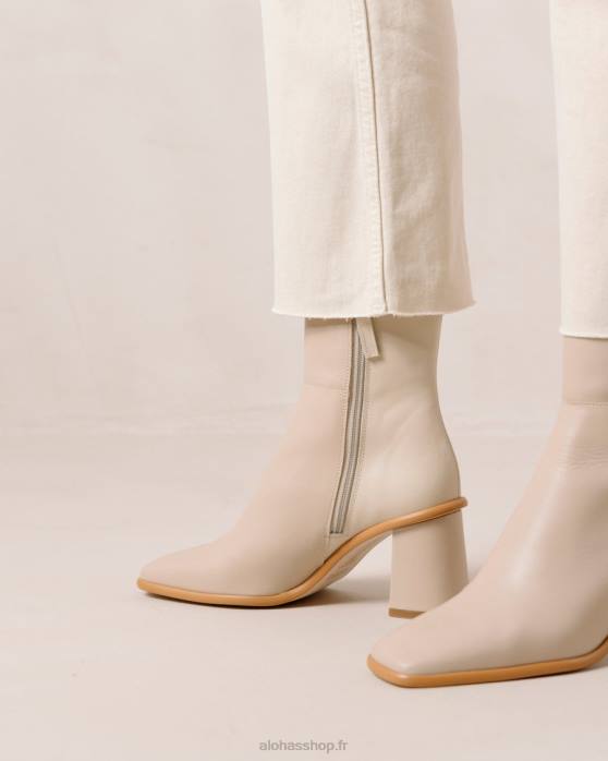 femmes crème beige pierre P64N340 Alohas west - bottes en cuir blanc et beige