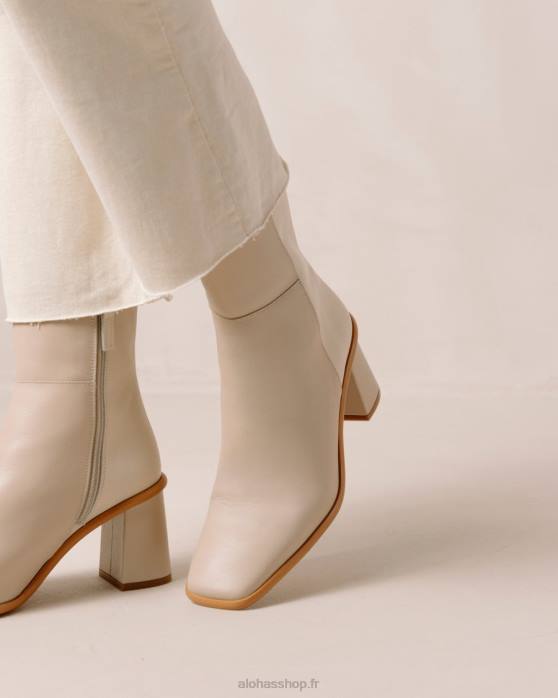 femmes crème beige pierre P64N340 Alohas west - bottes en cuir blanc et beige
