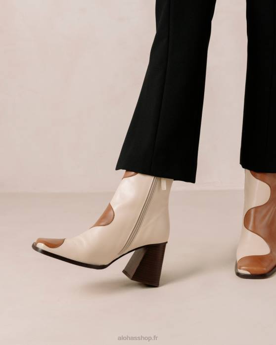 femmes crème de chameau P64N7 Alohas blair - bottes en cuir blanc et marron