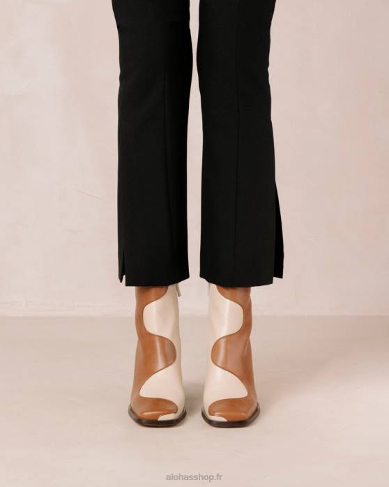 femmes crème de chameau P64N7 Alohas blair - bottes en cuir blanc et marron