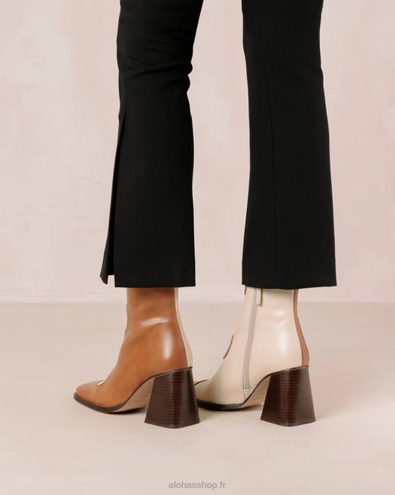 femmes crème de chameau P64N7 Alohas blair - bottes en cuir blanc et marron