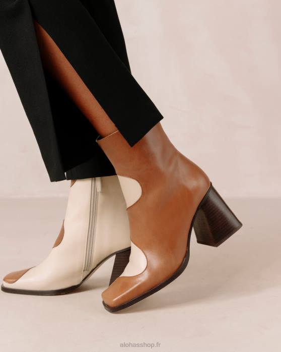 femmes crème de chameau P64N7 Alohas blair - bottes en cuir blanc et marron