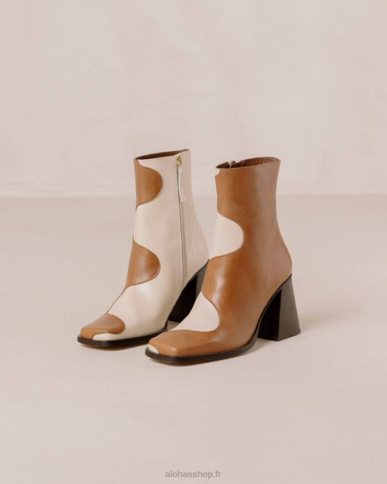 femmes crème de chameau P64N7 Alohas blair - bottes en cuir blanc et marron