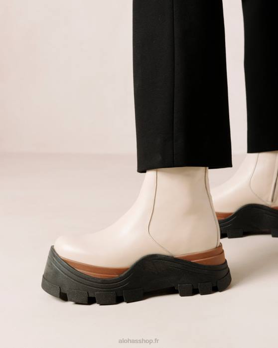 femmes crème de noisette P64N333 Alohas noisette saphir - bottes en cuir blanc