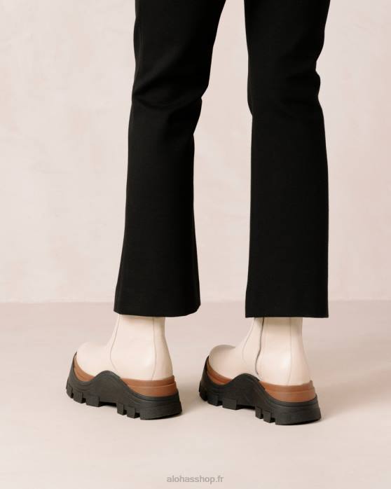 femmes crème de noisette P64N333 Alohas noisette saphir - bottes en cuir blanc