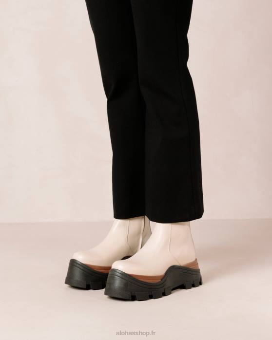 femmes crème de noisette P64N333 Alohas noisette saphir - bottes en cuir blanc