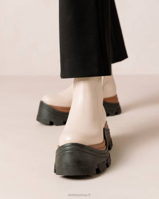 femmes crème de noisette P64N333 Alohas noisette saphir - bottes en cuir blanc