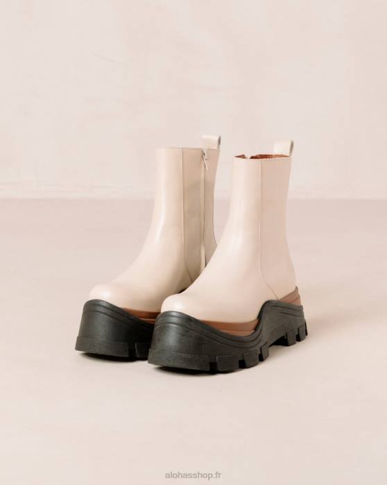 femmes crème de noisette P64N333 Alohas noisette saphir - bottes en cuir blanc