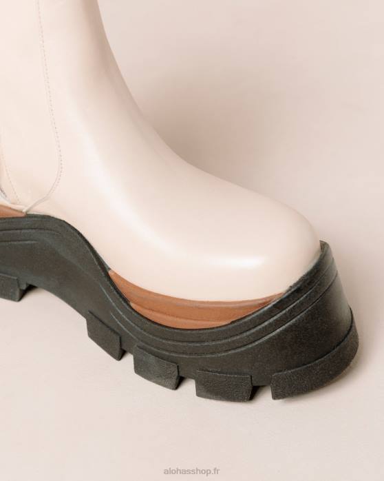 femmes crème de noisette P64N333 Alohas noisette saphir - bottes en cuir blanc