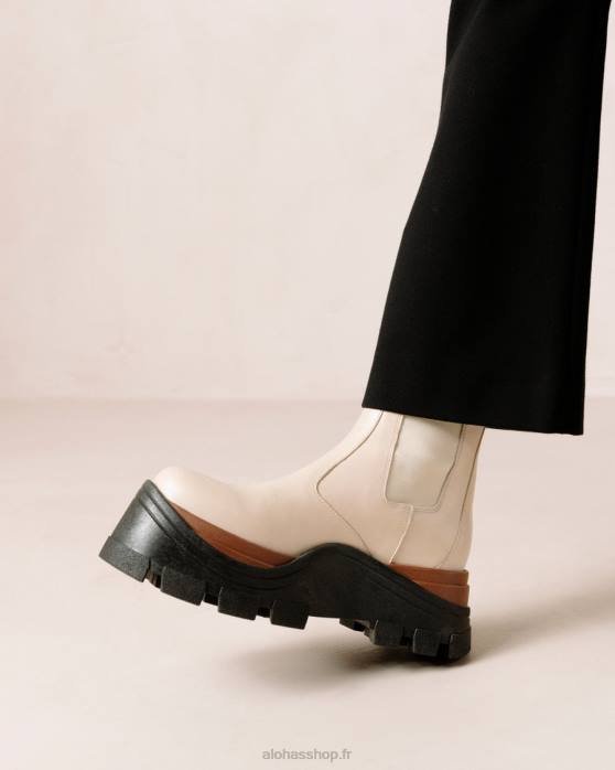 femmes crème de noisette P64N579 Alohas phoenix nutty - bottes en cuir blanc