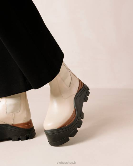 femmes crème de noisette P64N579 Alohas phoenix nutty - bottes en cuir blanc