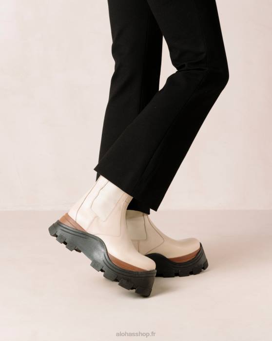 femmes crème de noisette P64N579 Alohas phoenix nutty - bottes en cuir blanc