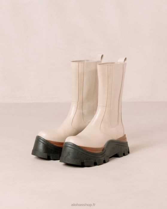 femmes crème de noisette P64N579 Alohas phoenix nutty - bottes en cuir blanc