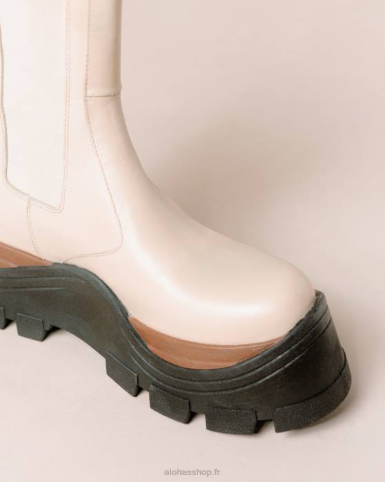 femmes crème de noisette P64N579 Alohas phoenix nutty - bottes en cuir blanc