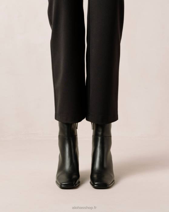 femmes crème noire P64N341 Alohas west - bottes en cuir noir et blanc
