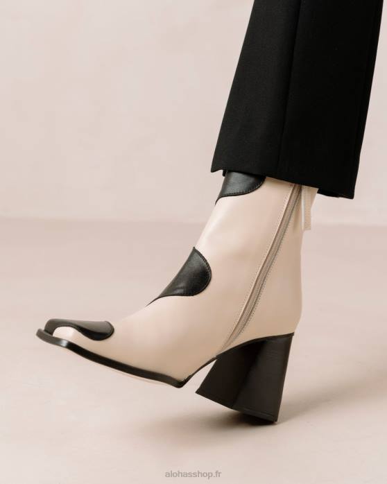 femmes crème noire P64N9 Alohas blair - bottes en cuir noir et blanc