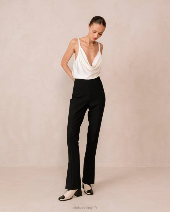 femmes crème noire P64N9 Alohas blair - bottes en cuir noir et blanc