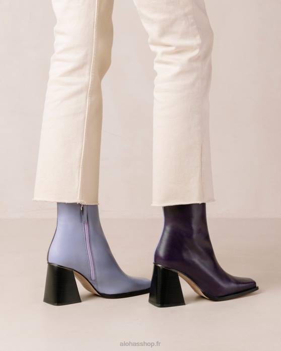 femmes lilas bicolore P64N150 Alohas sud bicolore - bottes en cuir violet et lilas