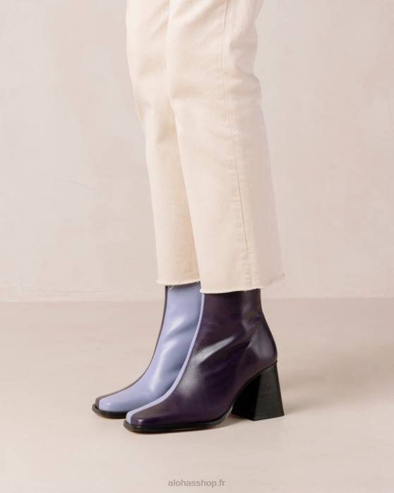 femmes lilas bicolore P64N150 Alohas sud bicolore - bottes en cuir violet et lilas