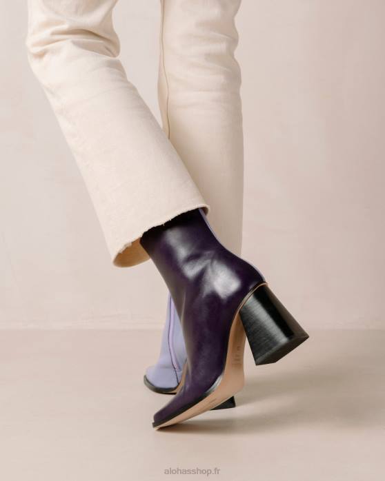 femmes lilas bicolore P64N150 Alohas sud bicolore - bottes en cuir violet et lilas