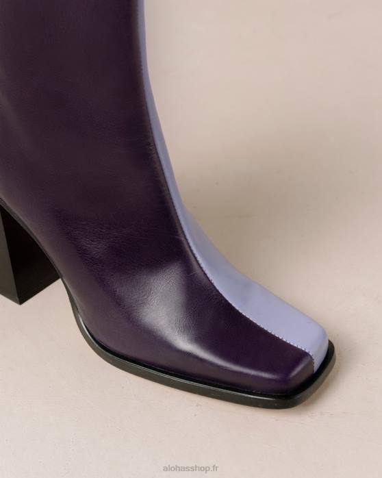 femmes lilas bicolore P64N150 Alohas sud bicolore - bottes en cuir violet et lilas