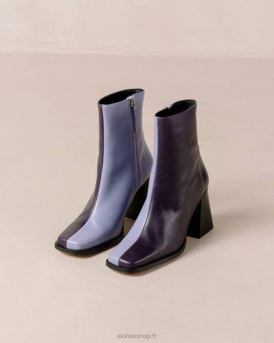 femmes lilas bicolore P64N150 Alohas sud bicolore - bottes en cuir violet et lilas