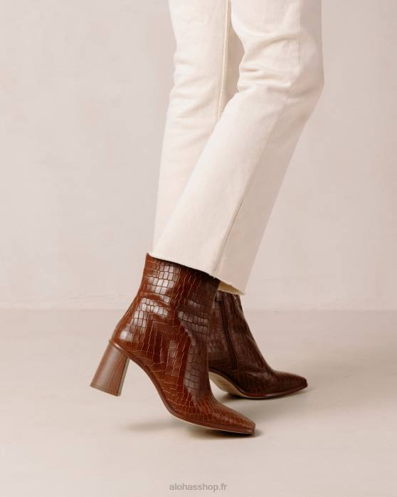 femmes marron croco P64N455 Alohas west cape croco - bottes en cuir marron