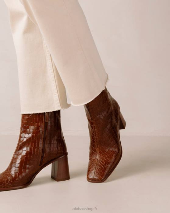 femmes marron croco P64N455 Alohas west cape croco - bottes en cuir marron