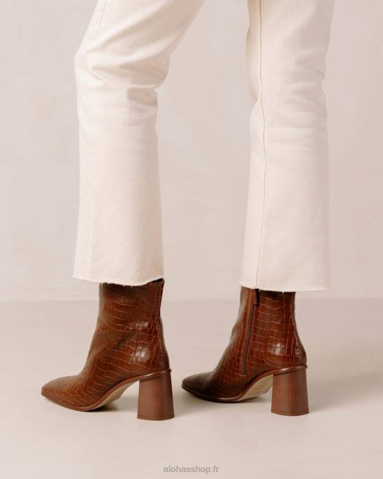 femmes marron croco P64N455 Alohas west cape croco - bottes en cuir marron