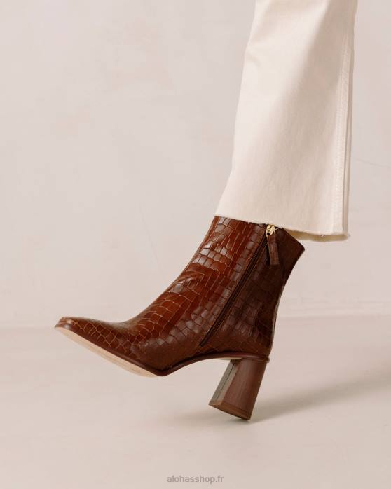femmes marron croco P64N455 Alohas west cape croco - bottes en cuir marron