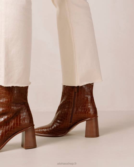 femmes marron croco P64N455 Alohas west cape croco - bottes en cuir marron