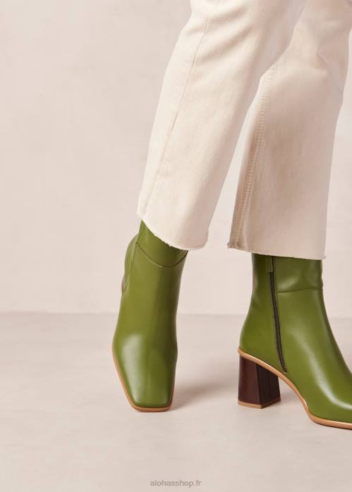 femmes millésime à feuilles persistantes P64N336 Alohas west vintage - bottines en cuir vert