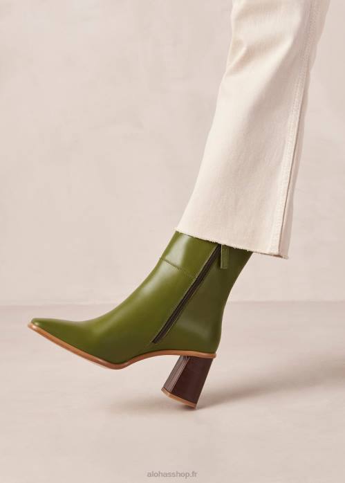 femmes millésime à feuilles persistantes P64N336 Alohas west vintage - bottines en cuir vert
